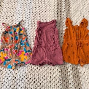 Carter's Floral, Pink, and Orange Romper Set